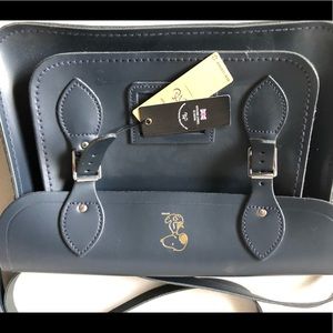 Beautiful NWT  Navy Leather Snoopy Satchel